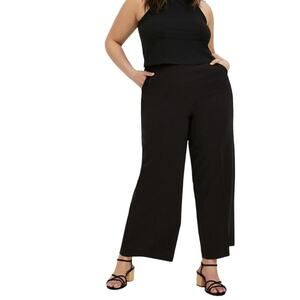 Torrid Women's Plus Size Wide Leg High Rise Black Trousers Side Zip Size 26 NWT